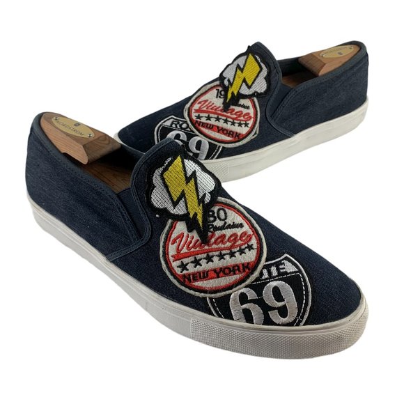 STEVE MADDEN Wasdin Denim‎ Patch Slip-On Sneakers - Picture 1 of 10